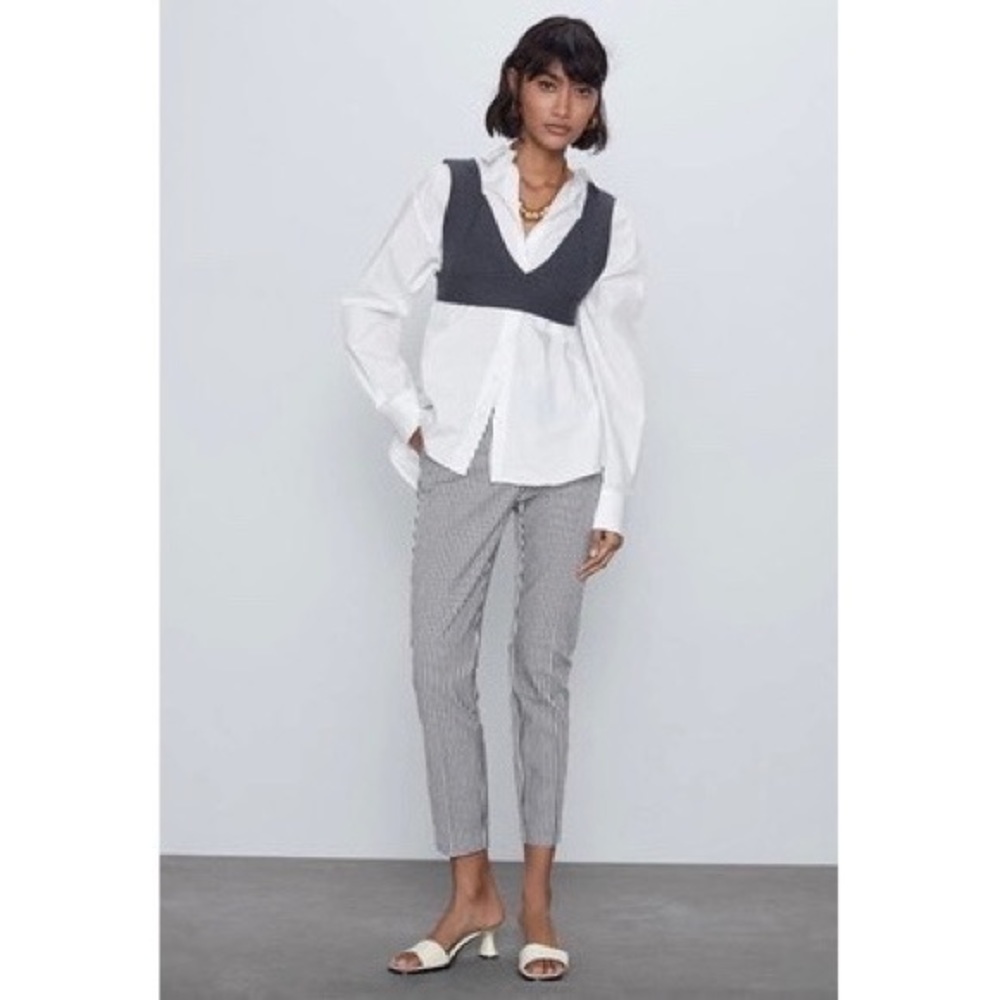 Zara Striped Straight Leg Pants Trouser